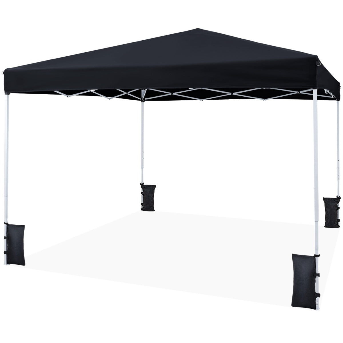 Pop – up paviljong, höjdjusterbar med tillbehör, för strand och camping – 290 x 290 cm – Svart