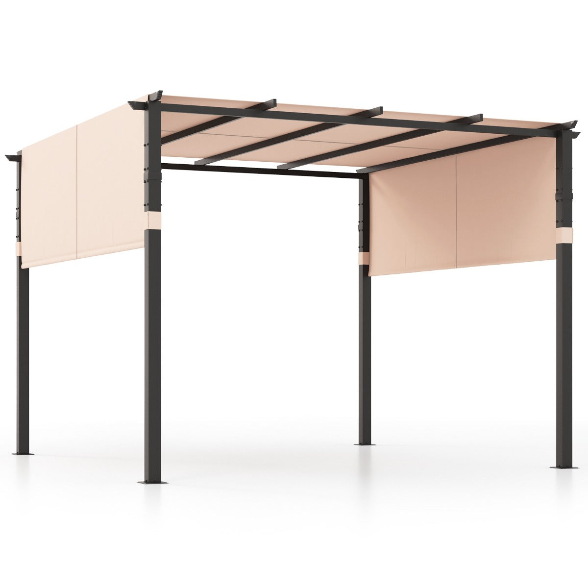 Pergola – med justerbara tak Vattentät Stabil Vintertät Paviljong – 2 3,05 x 3,05 m – Beige