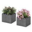 Set – med krukor, väderbeständig, HDPE trädgårdsblomstlåda, rektangulär, – 2 32 x 30 x 25 cm – Grå