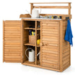Planteringsbord – med underskåp trädgårdsbord väderbeständigt utomhus av trä – 87 x 45 x 120 cm – Natur