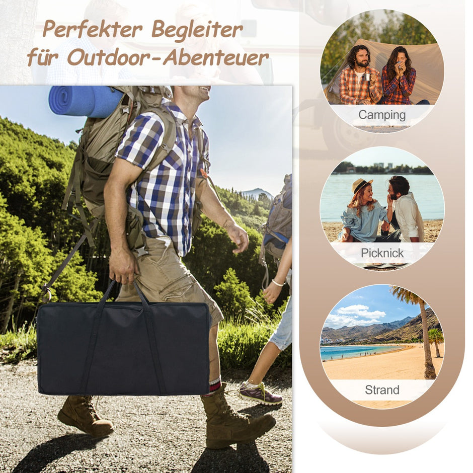 Set – med hopfällbara campingbord bordsskiva i trä och strandbord aluminiumstomme – 2 – Natur