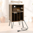 Skivspelaresstativ – med laddstation vånings skivstativ Rustikbrun – 3 48 x 40 x 88 cm – Rustik brun