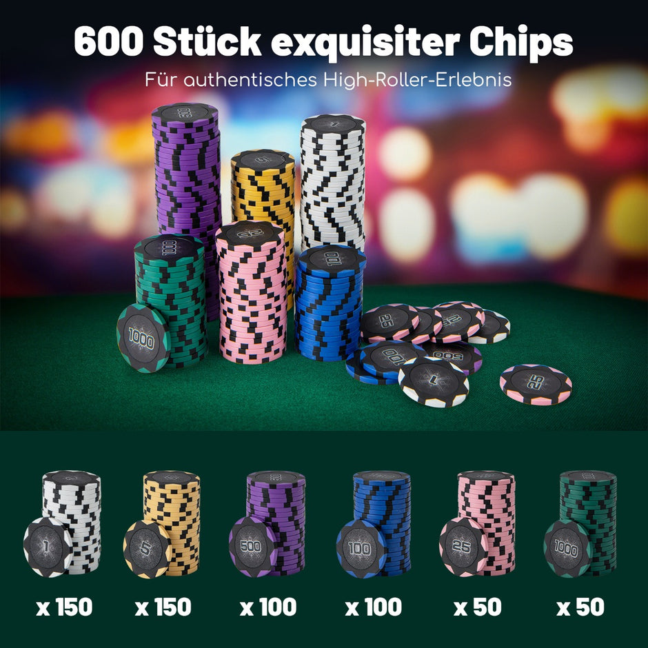 delade – pokerchipset gram Claytec med väska – 600 14 – Svart
