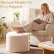 Rund – sittpouf cm, mjuk ottoman med skumgummifyllning och loopgarnstygg – 45 x 35 – Beige