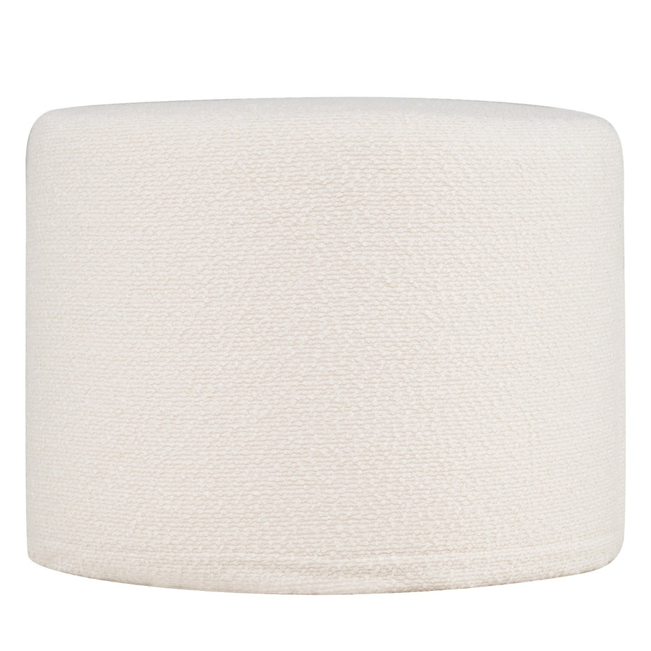 Rund – sittpouf cm, mjuk ottoman med skumgummifyllning och loopgarnstygg – 45 x 35 – Beige