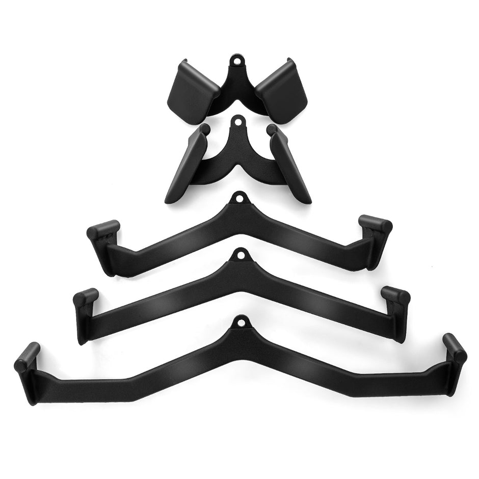 Set – med roddhandtag för kabelmaskin V form LAT kabelåtkomst gummihandtag ryggstyrketräning – 5 – Svart