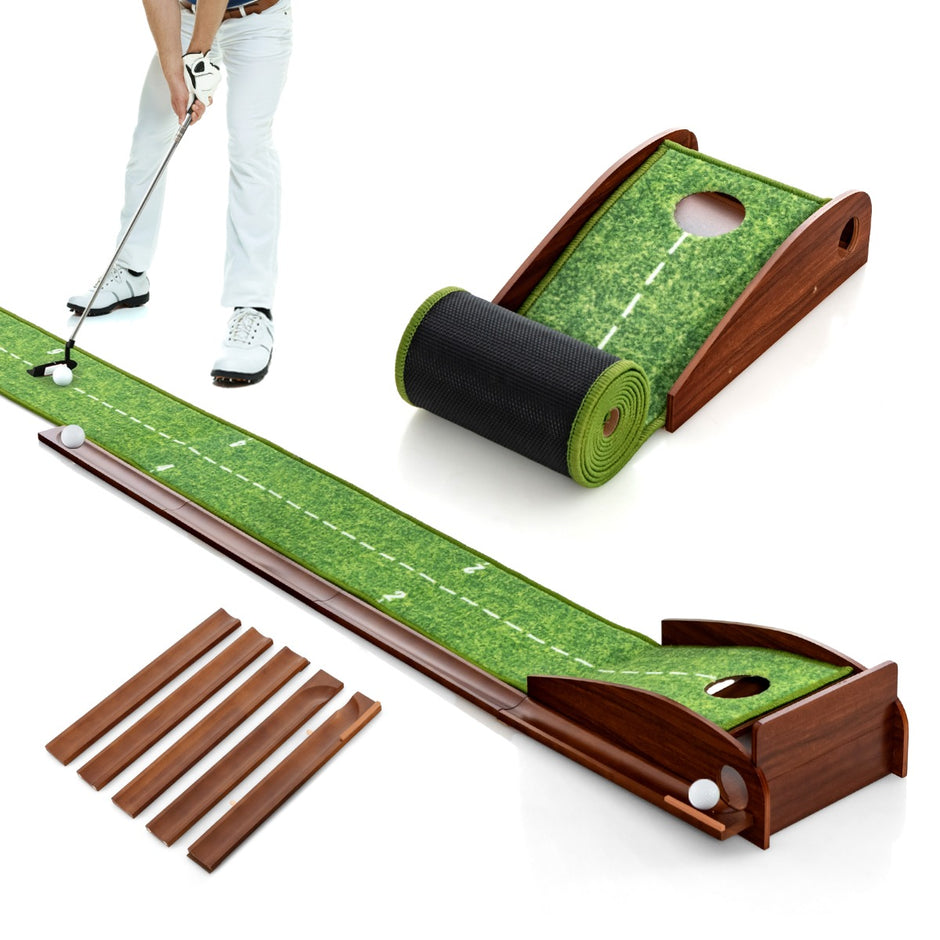 Golfputtmatta – med hål och golfbollar konstgräs Golfmatta Putting Trainer Green – 1 3 – Grön