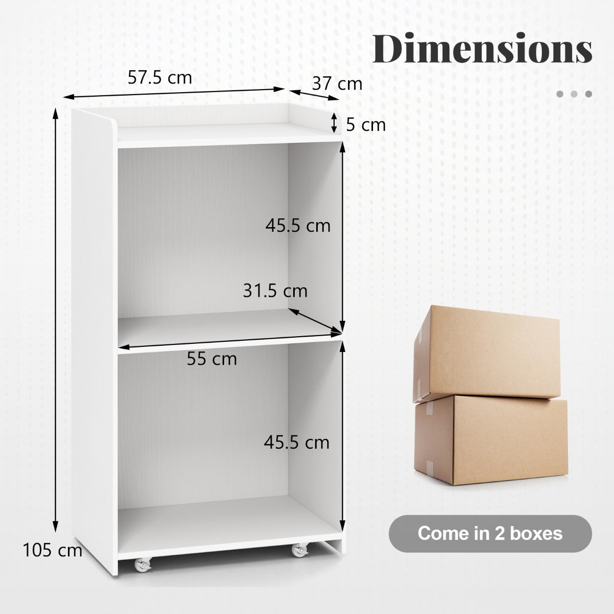 Rullande – talarstolpe med förvaringsfack podiestativ universallhjul – 2 4 57,5 x 37 x 105 cm – Vit