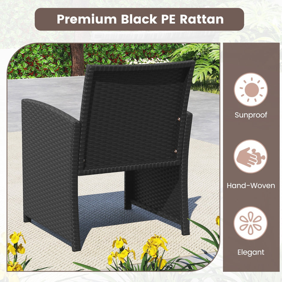 Rattan – trädgårdsmöbel set med stolar och bänk bord kuddar utomhuslounge – 2 – Röd