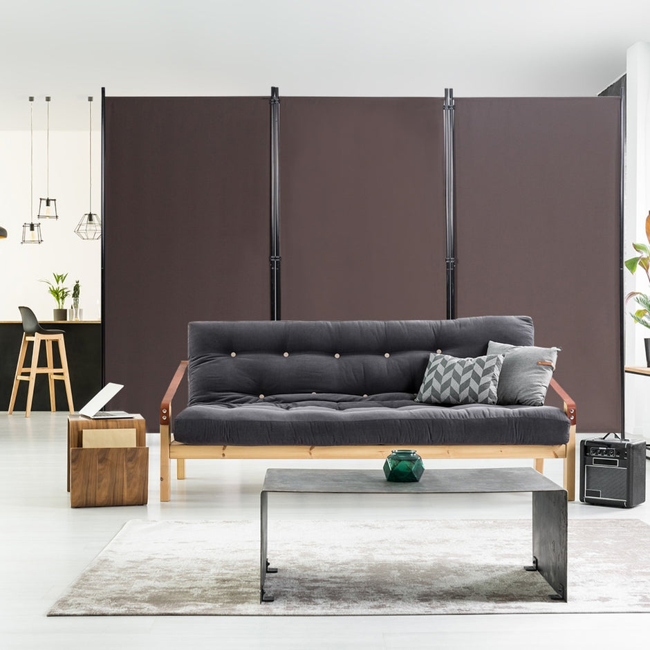 Rumsavdelare – med paneler robusta gångjärn och stålbas Fristående sekretessskärm – 3 260 x 183 cm – Kaffe