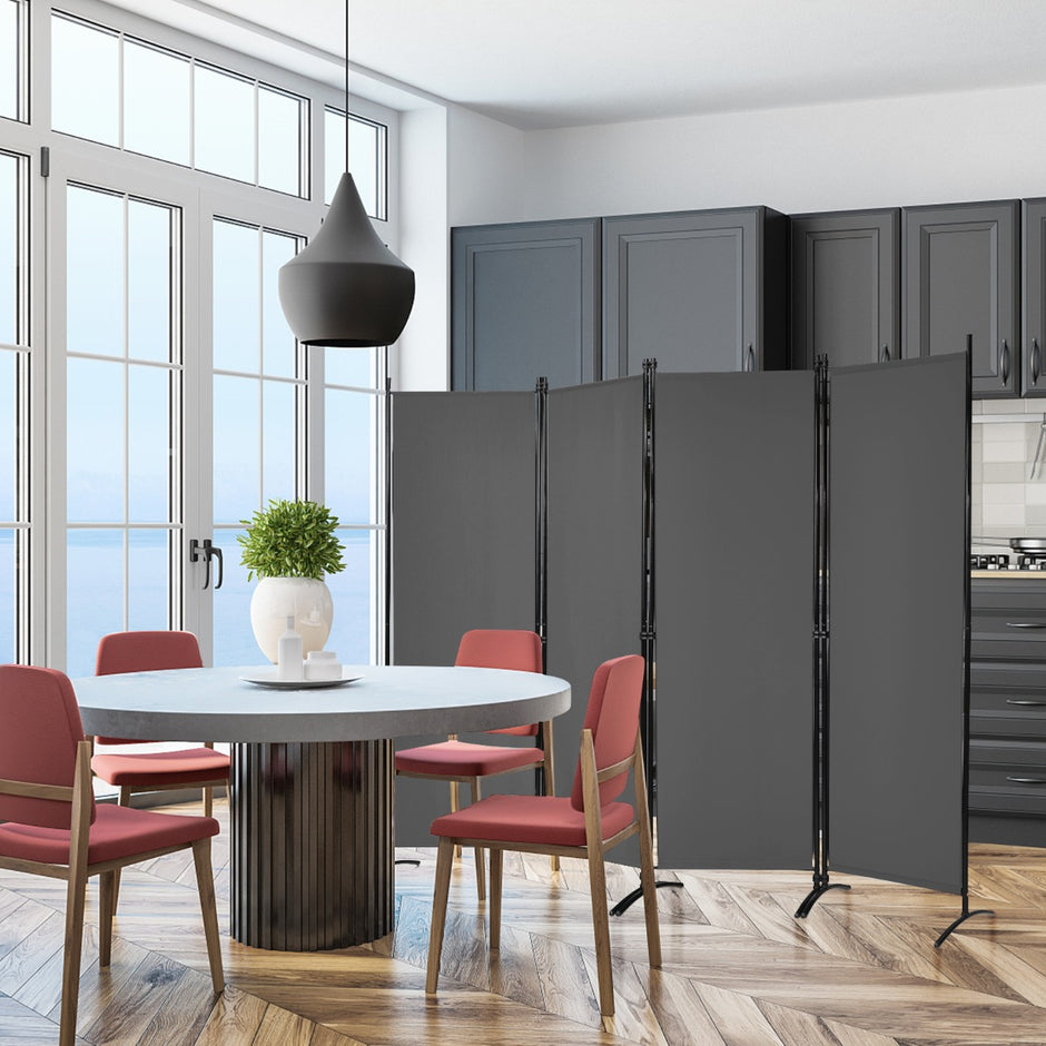 panel – hög rumsavdelare Bärbar skiljevägg med stålram – 4 173 cm – Grå