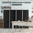 Vikbar – rumsavdelare med paneler Skiljevägg för hem – 4 221 x 51 x 188 cm – Svart