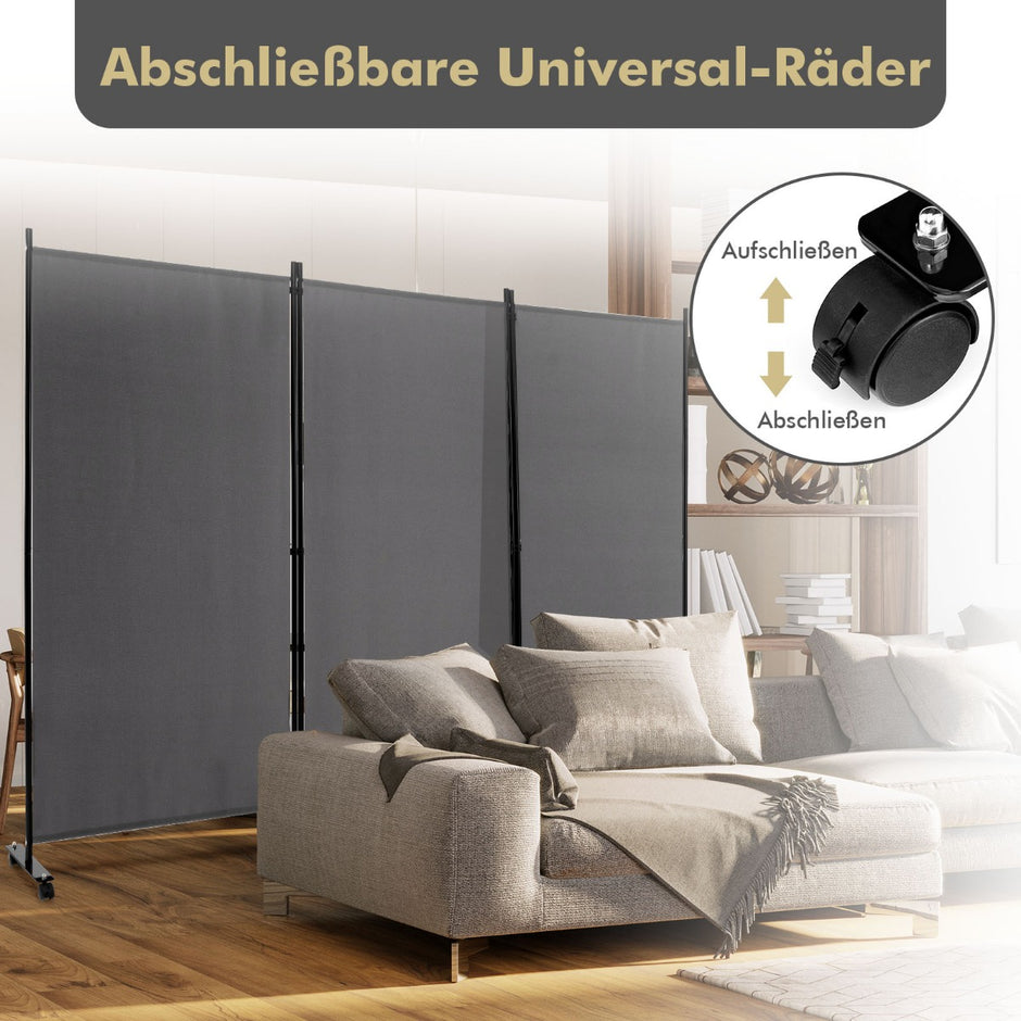 Hög – rumsavdelare på hjul Vikbar skärm med fritt kombinerbara paneler – 3 180 cm – Grå