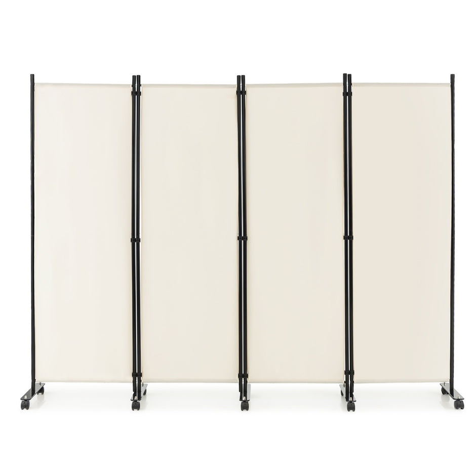 Rumsavdelare – med paneler på hjul hög rullbar sekretessskärm – 4 173 cm – Beige