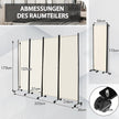 Rumsavdelare – med paneler på hjul hög rullbar sekretessskärm – 4 173 cm – Beige