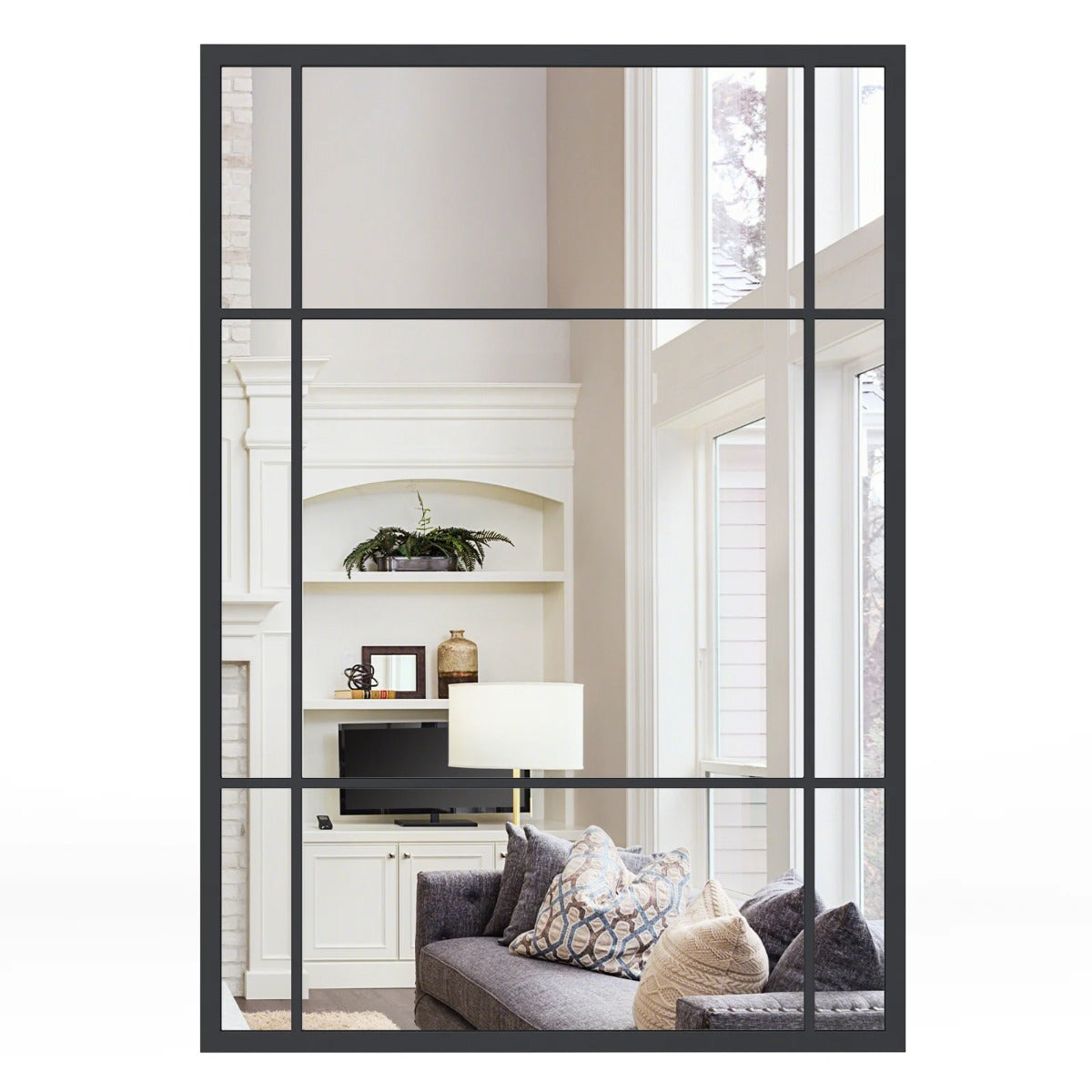 Rektangulär – väggspegel med metallram Dekorativ hängspegel Dekospegel – 100 x 70 cm – Svart
