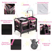 Babysäng – i hopfällbar resesäng och spjälsäng skötbord lekhage +rosa – 4 1 – Svart