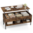 Höjbar – soffbord kaffebord med bordsskiva öppna hyllor – 3 100 x 50 x 45/59 cm – Brun