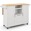 Köksvagn – med hopfällbar bänkskiva och roterande hjul djuplåda Kitchen Island White – 4 – Vit