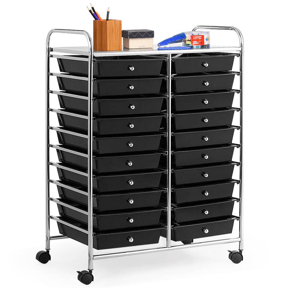 Rullvagn – med lådor Rullande behållare Badrumsvagn Badrumshylla – Svart