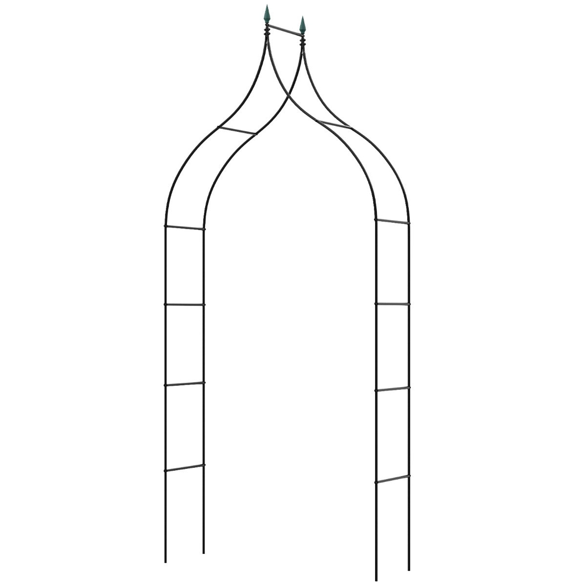 Rose – Arch Metal Garden i gotisk stil Trellis – 125 x 39 x 287 cm – Svart