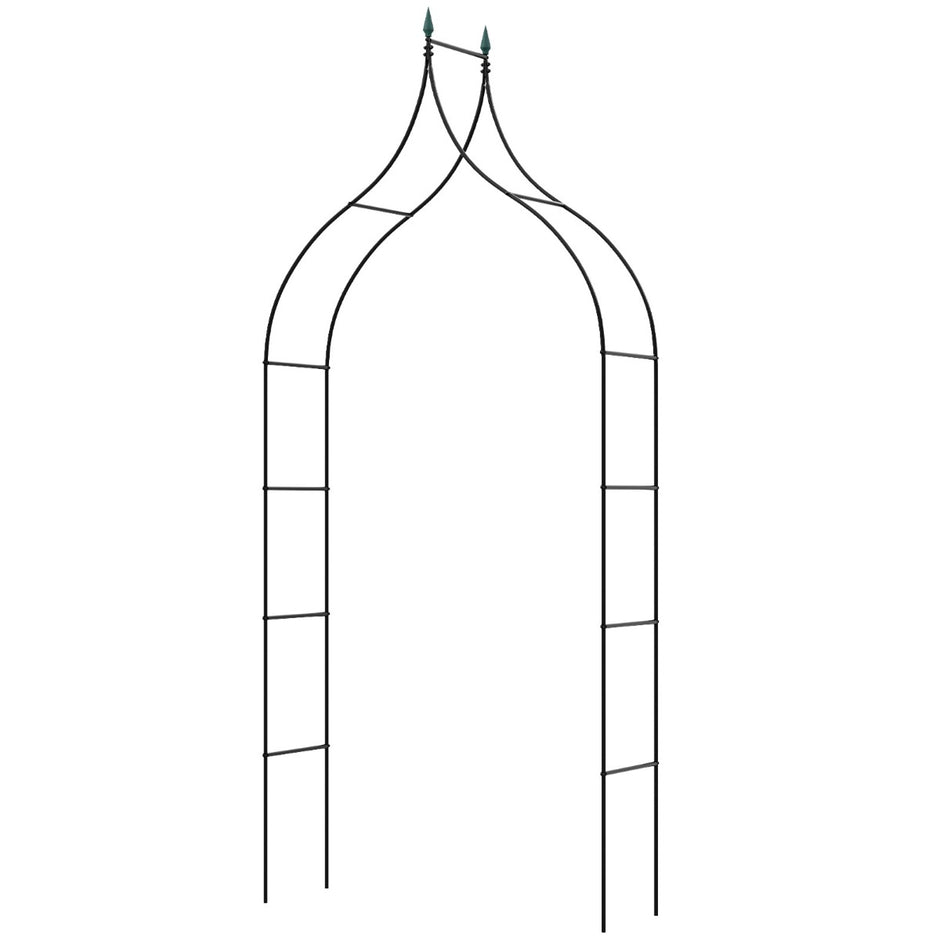 Rose – Arch Metal Garden i gotisk stil Trellis – 125 x 39 x 287 cm – Svart