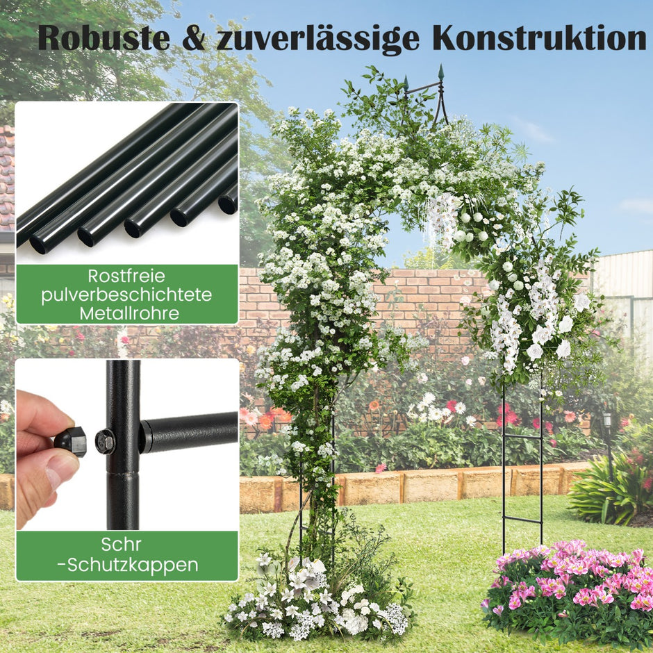 Rose – Arch Metal Garden i gotisk stil Trellis – 125 x 39 x 287 cm – Svart