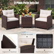 delat – set Polyrattan Lounge Trädgårdsmöbler Rotting Sittgrupp med sittkuddar och Soffbord – 3 – Beige