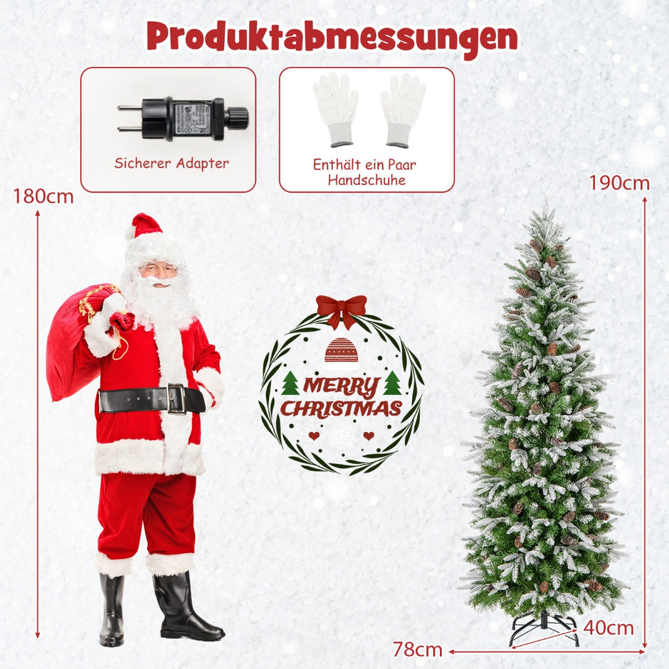 Konstgjord – julgran med ljus och snö jul för hem +vit – 190 cm – Grön
