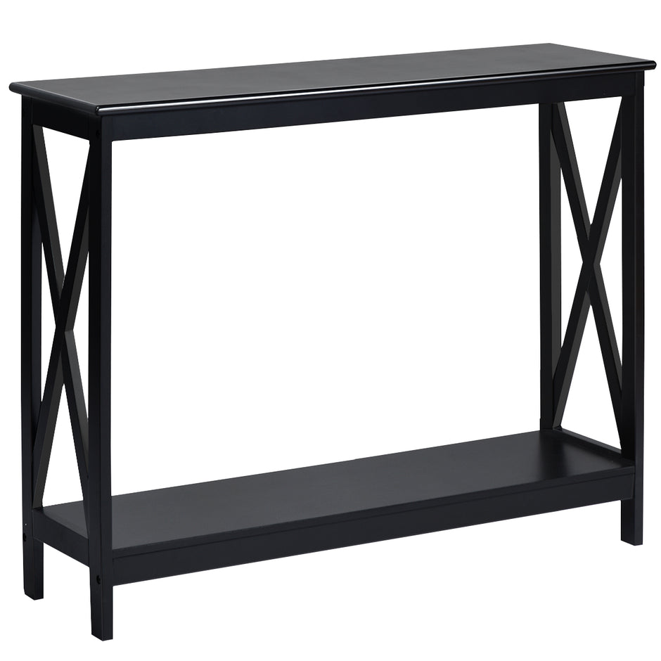 X – format smalt konsolbord med nivåer – 2 100 x 30 x 80 cm – Svart