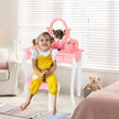 Sminkbord – för barn med Pall Princess lådor och Spegel – 3 – Rosa