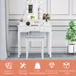 Sminkbord – med rektangulär spegel och toalettbord – 80 x 40 x 135,5 cm – Vit