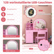 i – sminkbord för barn med pall och LED lampor spegel låda kosmetiskt – 2 1 – Rosa
