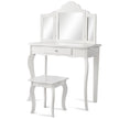 Sminkbord – och pallset för barn med lådspegel – 70 x 34 x 103 cm – Vit