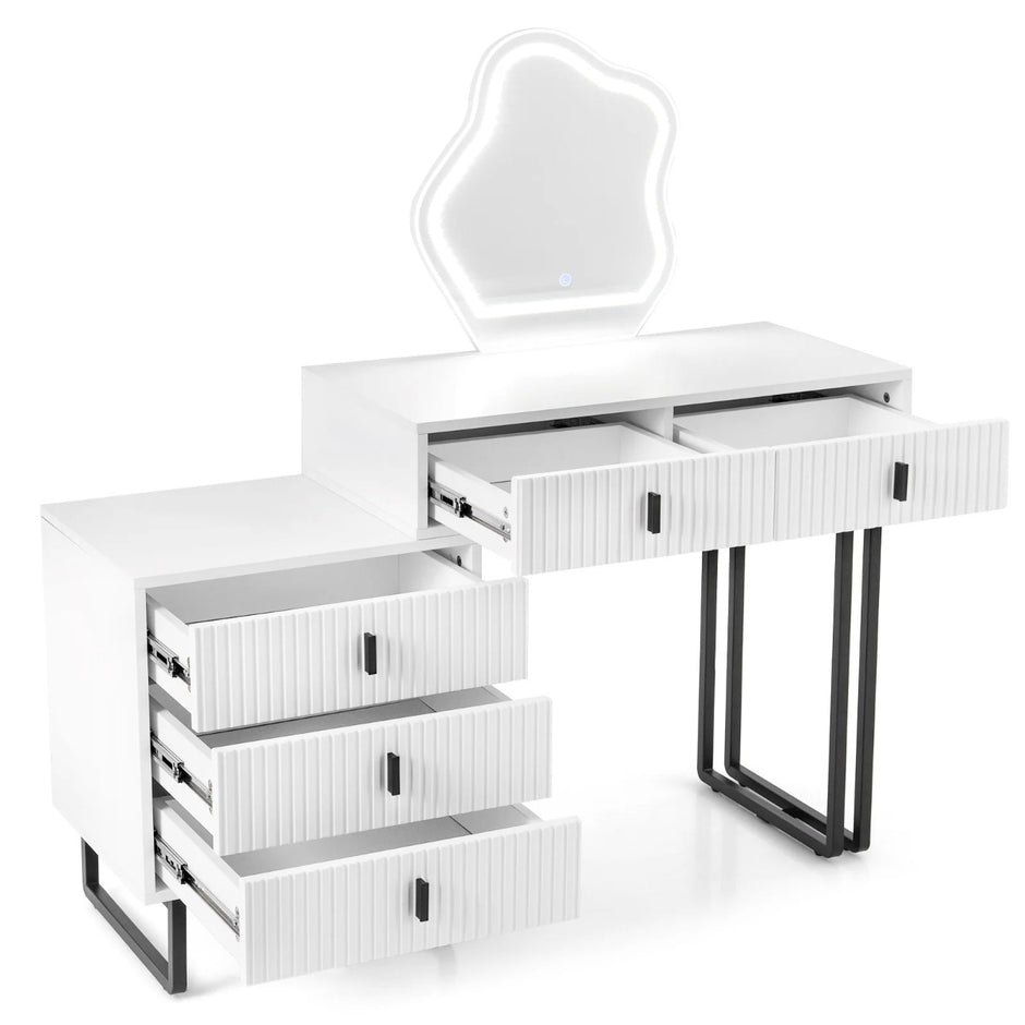 Sminkbord – med spegel och belysning ljuslägen justerbar ljusstyrka – 3 – Vit