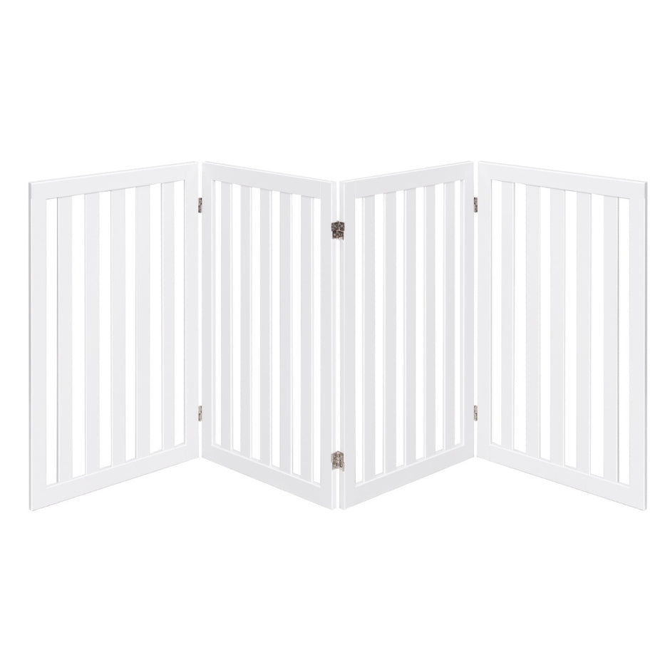 Hundspärr – hög paneler Skyddsport Trä Vikbar – 89 cm 4 – Vit
