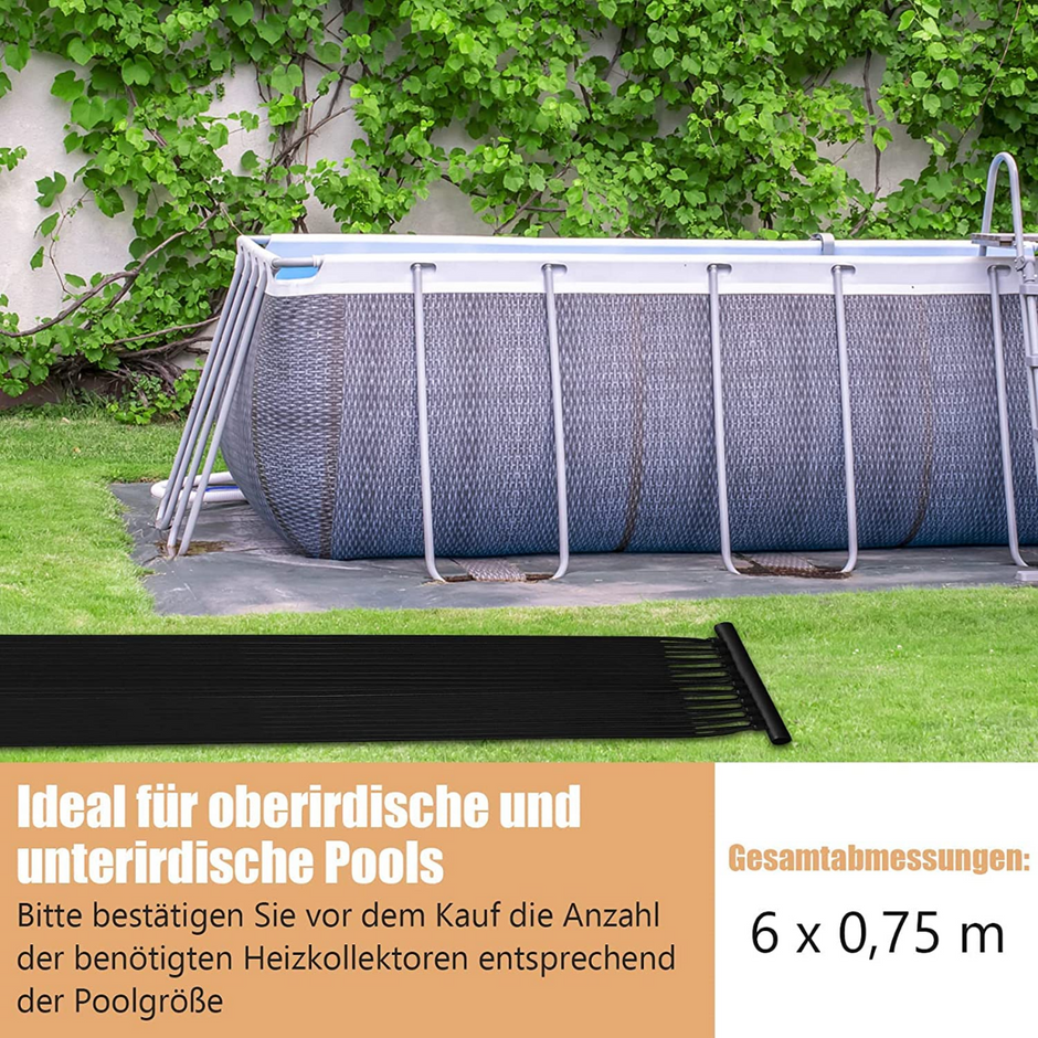 Pooluppvärmning – solfångarpaneler för underjordiska och ovanjordiska pooler – 600 x 75 cm 25800 L – Svart