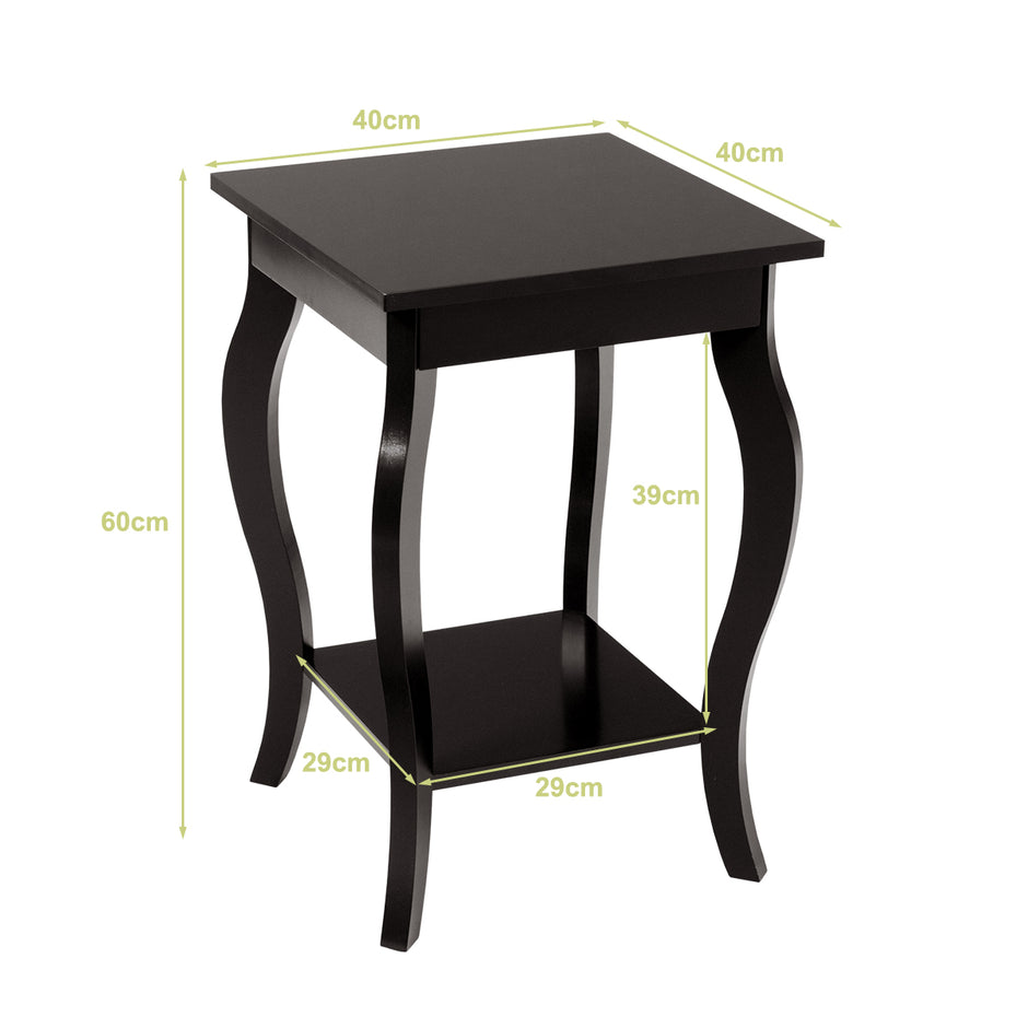Set – med eleganta sidobord böjda ben och våningshyllor för vardagsrum sovrum – 2 2 – Brun