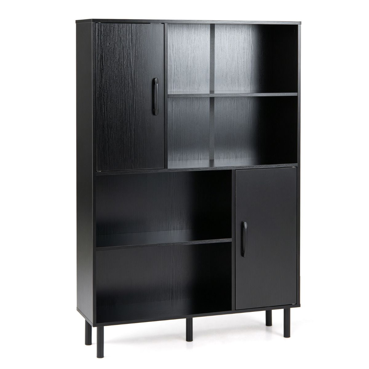 Sideboard – köksskåp med öppna fack och dörrar, byrå – 4 2 – Svart