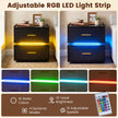pack – nattbord med laddstation, LED sängbord, lådor, modern halvhängande – 2 2 – Svart