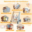 Baby – Walker i trä med Multi Activity Learning Center Montessori Push – Blå