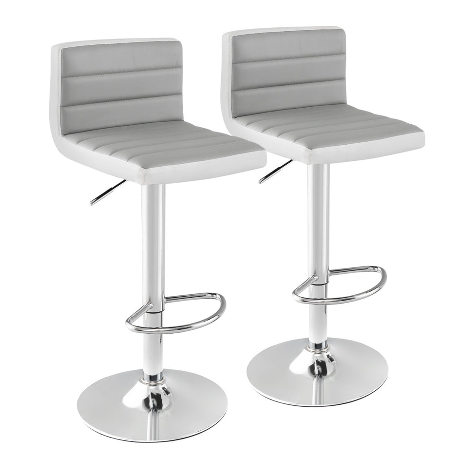Set – med barstolar höjdjusterbara svängbara kökspall stolpall – 2 82-102 cm – Grå