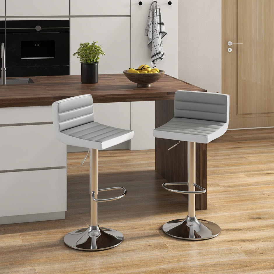 Set – med barstolar höjdjusterbara svängbara kökspall stolpall – 2 82-102 cm – Grå