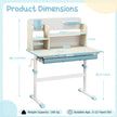 Höjjusterbart – barnskrivbord + set, studiebord, tonårsstol, blått. – Blå