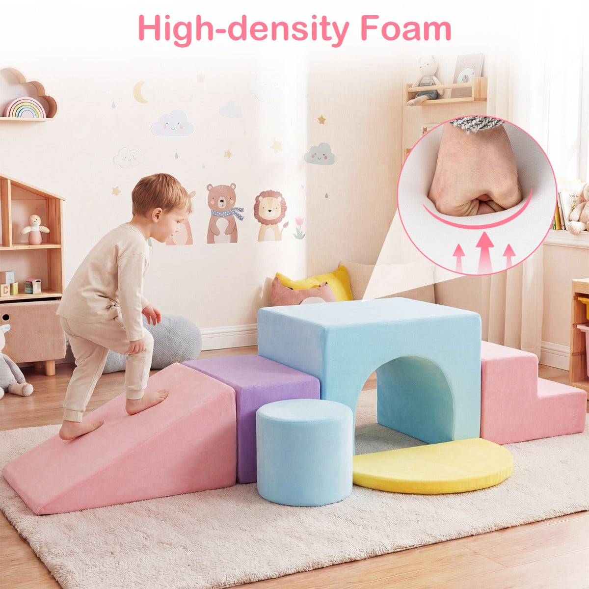 Skumblock – delade Mjuka av Sammet Inomhus Mjukblock – 6 – Rosa