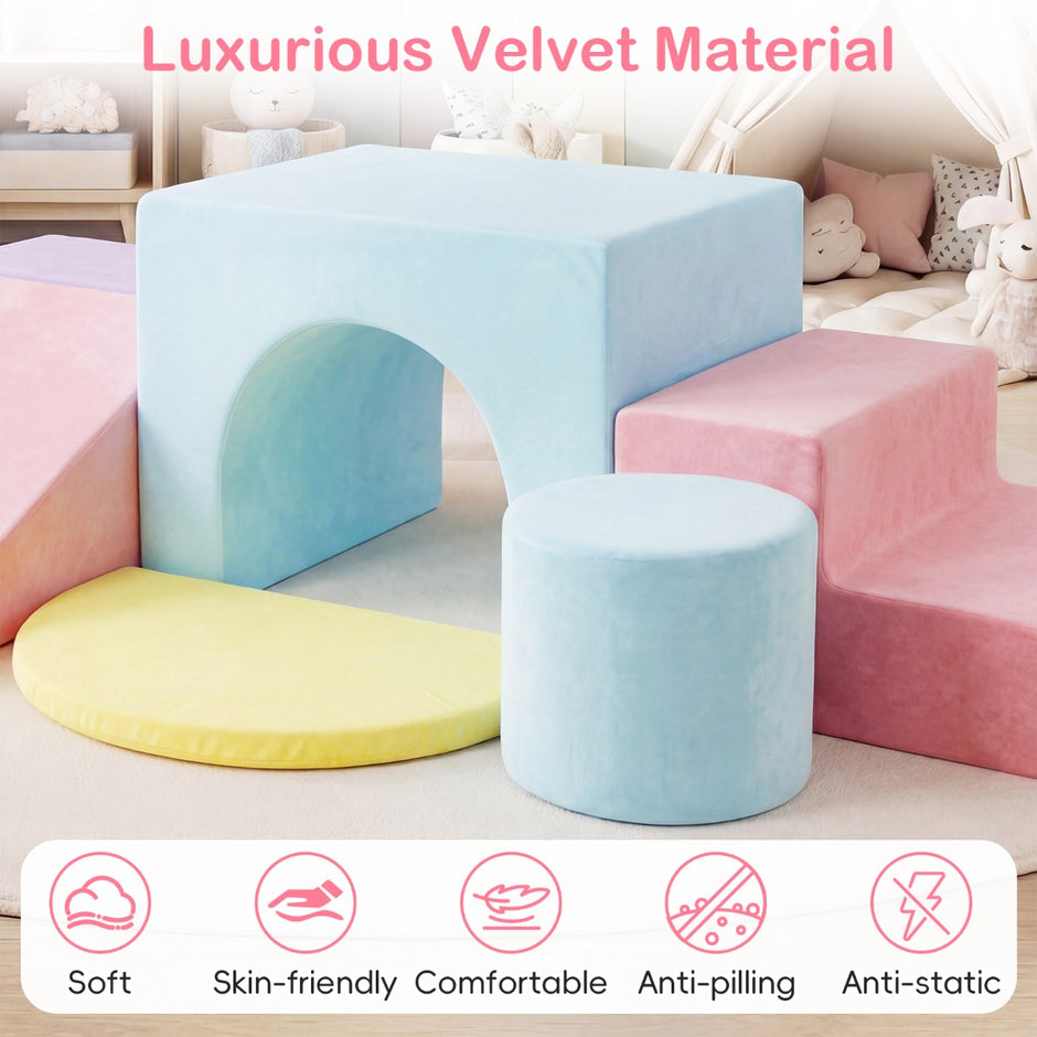 Skumblock – delade Mjuka av Sammet Inomhus Mjukblock – 6 – Rosa