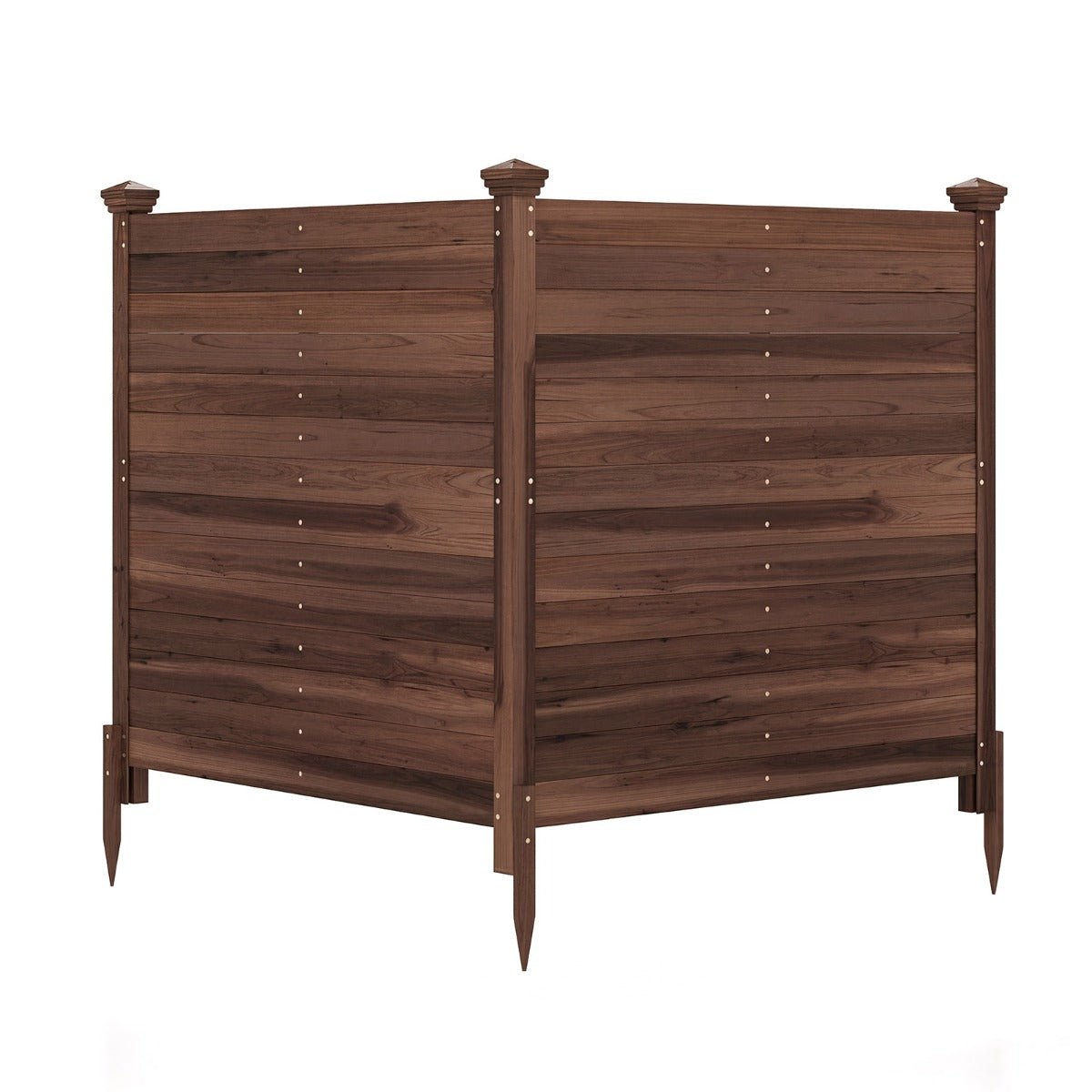 Tvådelad – skyddshäck trädgårdshäck av gran utomhus trähäck med tre stolpar – 119 x 119 cm – Brun