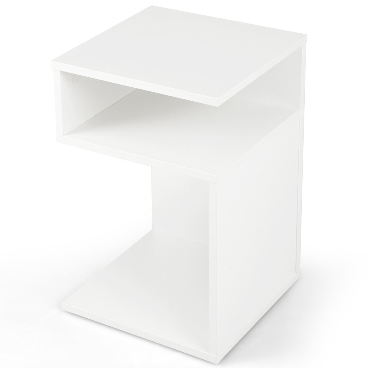 S – format sidobord med öppna fack Modernt sängbord – 2 33 x 33 x 50 cm – Vit