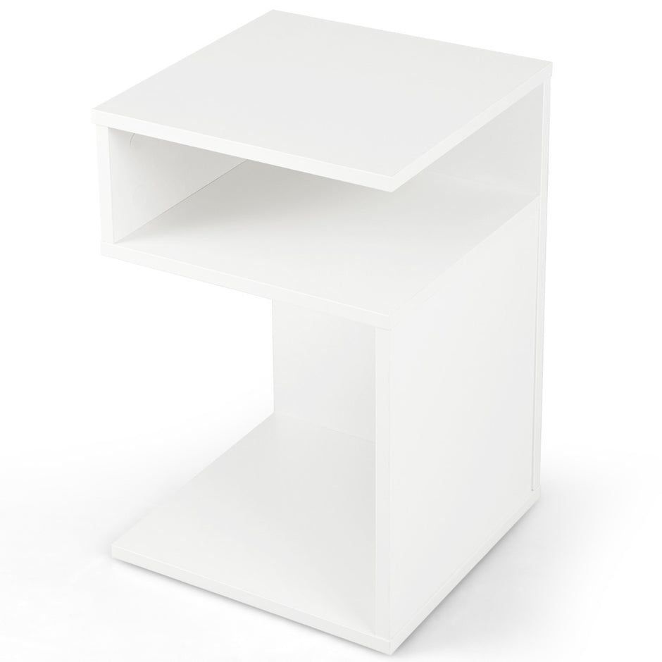 S – format sidobord med öppna fack Modernt sängbord – 2 33 x 33 x 50 cm – Vit