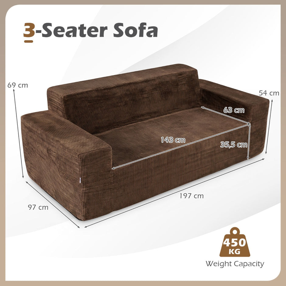 Korvdé – sitssoffa loveseat med högt ryggstöd, breda armstöd och djup sittplats – 3 – Brun